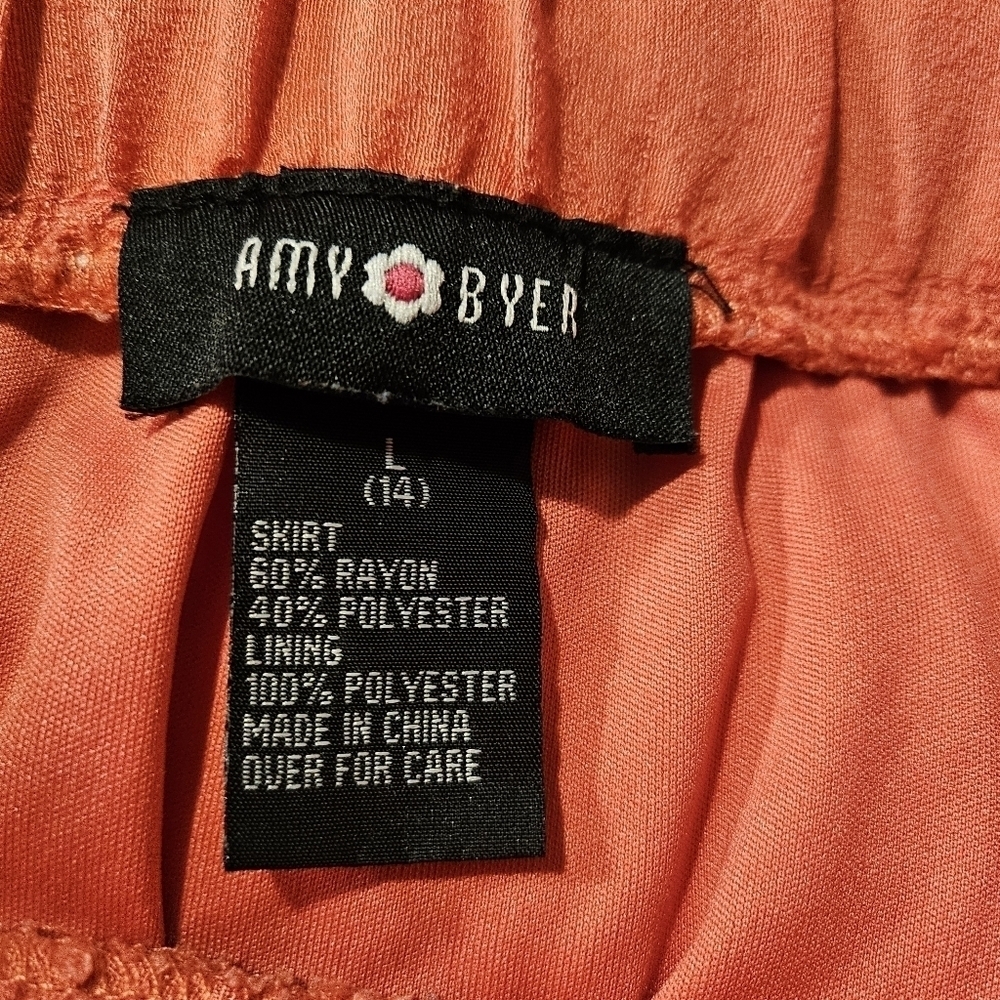 Amy Byer Coral Waterfall Ruffle Skirt 60% Rayon 40% Polyester Size L (14) - Picture 4 of 4